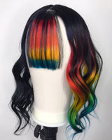 10x12cm Rainbow & Black Hair Topper