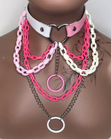 Pink and White Layered Choker