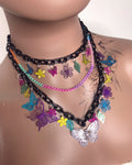Black & Rainbow Butterfly Charm Necklace