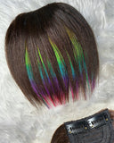 Rainbow Highlight clip-in Blunt Bangs