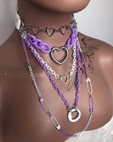 Purple & White Choker Layered Necklace