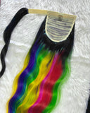 Black to Rainbow Ombre Ponytail Extension