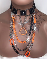 Black & Orange Choker Layered Necklace