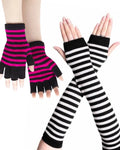Fingerless Striped Gloves