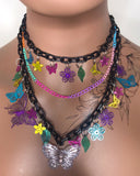 Black & Rainbow Butterfly Charm Necklace