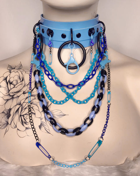 Blue Layered Choker Necklace