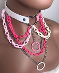 Pink and White Layered Choker