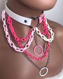 Pink and White Layered Choker