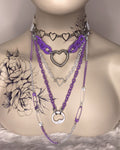 White Hearts Choker Layered Necklace