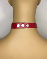 Red Spiked Choker Layered Necklace