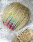 Rainbow Highlight clip-in Blunt Bangs