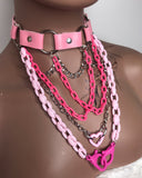 Pink & Silver Choker Layered Necklace