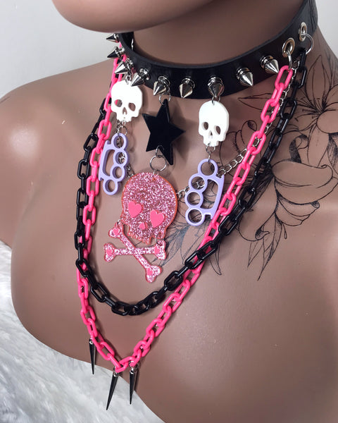 Punky Charm Layered Choker Necklace