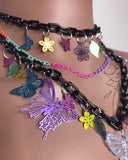Black & Rainbow Butterfly Charm Necklace