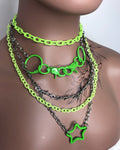 Green Barbed Wire Layered Necklace