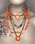 Orange Heart Layered Necklace