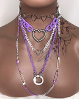 Purple & White Choker Layered Necklace