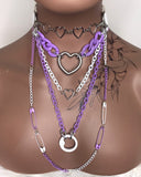 Purple & White Choker Layered Necklace
