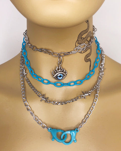 Blue Evil Eye Layered Necklace