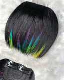 Rainbow Highlight clip-in Blunt Bangs