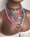 Pink and Blue Layered Necklace