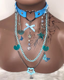 Blue Charm Layered Choker Necklace