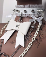 White Bow Layered Choker Necklace