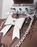 White Bow Layered Choker Necklace