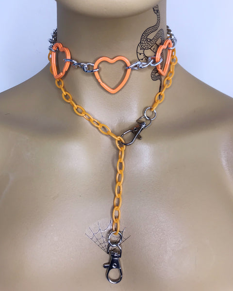Orange Heart Layered Necklace