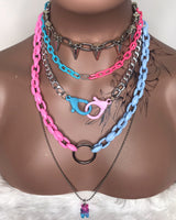 Pink and Blue Layered Necklace