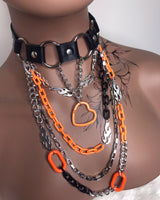 Black & Orange Choker Layered Necklace