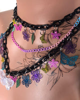 Black & Rainbow Butterfly Charm Necklace