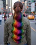 Brown to Rainbow Ombre Ponytail Extension