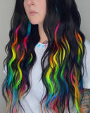 Black & Rainbow Clip-in Extensions Sets