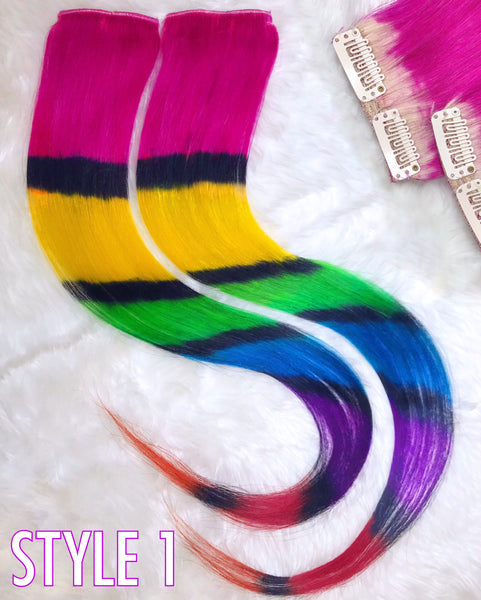 Rainbow Striped Clip-in (Accent Pieces)