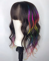 10x12cm Rainbow & Dark Brown Hair Topper