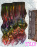 Brown & Rainbow Clip-in Extension Sets