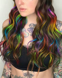 Brown & Rainbow Clip-in Extension Sets