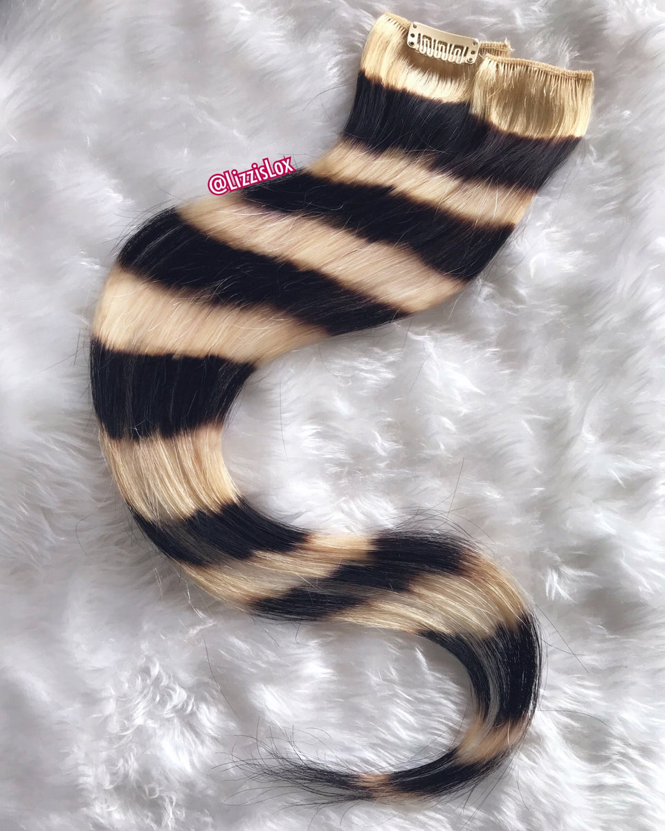 Striped Raccoon Tail Extensions (Assorted Colours) Set of 2 Lizzis Lox