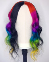 12x10 Black & Rainbow Hair Topper