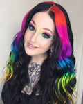 12x10 Black & Rainbow Hair Topper