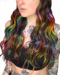 Brown & Rainbow Clip-in Extensions Set