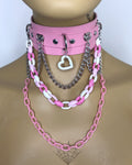 Pink & White Choker Layered Necklace