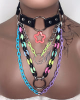 Black & Rainbow Choker Layered Necklace