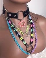 Black & Rainbow Choker Layered Necklace