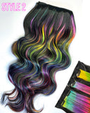 Black & Rainbow Clip-in Extensions Sets