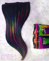 Black & Rainbow Clip-in Extensions (Assorted Sets)