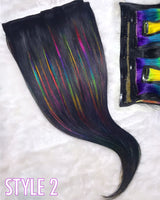 Black & Rainbow Clip-in Extensions (Assorted Sets)