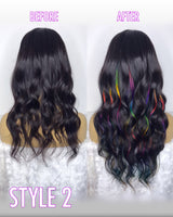 Black & Rainbow Clip-in Extensions (Assorted Sets)