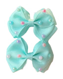 Pastel Pearl Bow Clips